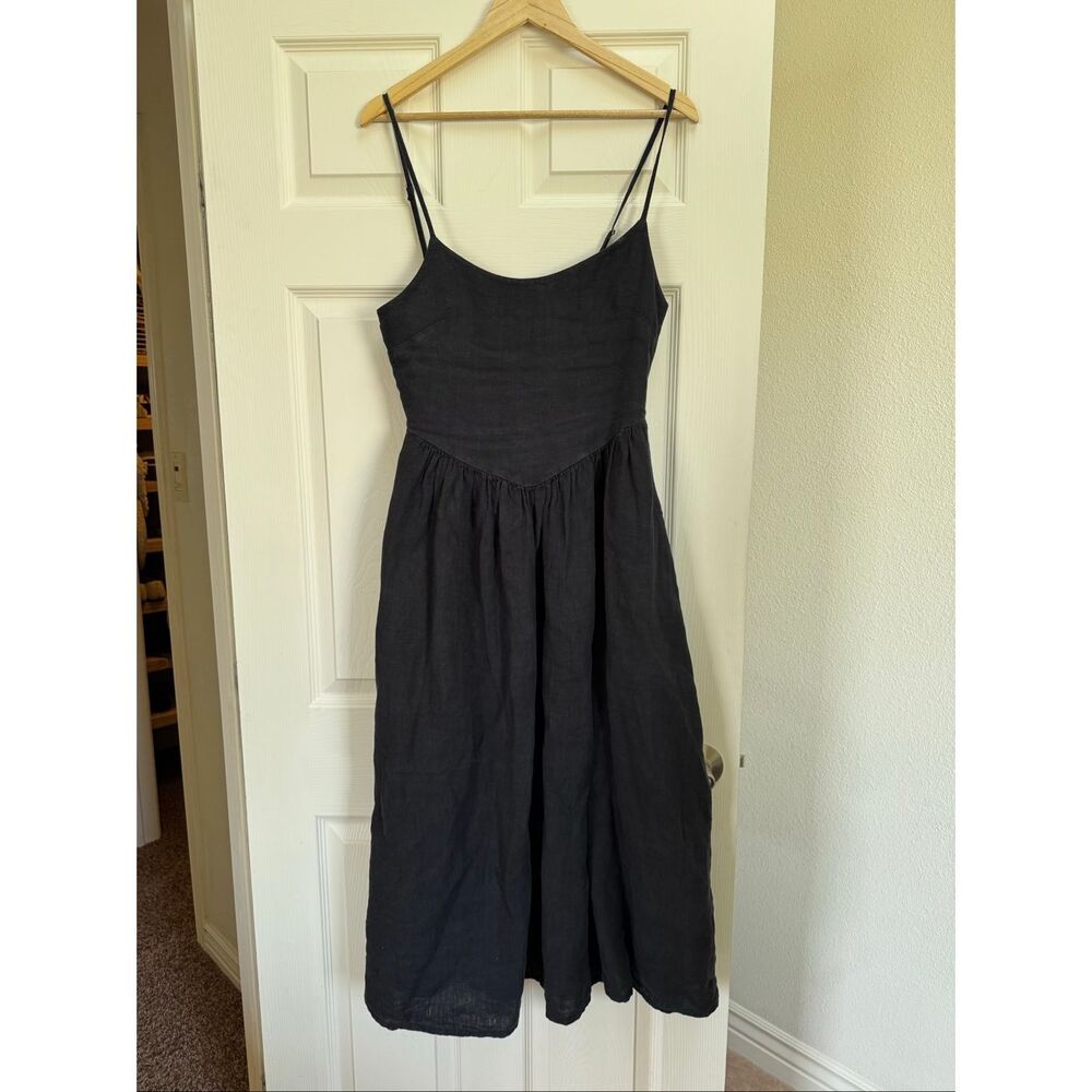 The New Society women’s S Lippia black Portuguese cotton linen dress pointed bod - Picture 8 of 8